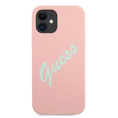 Dėklas Guess GUHCP12SLSVSPG Silicone Vintage iPhone 12 mini 5,4" žalias-rožinis 2