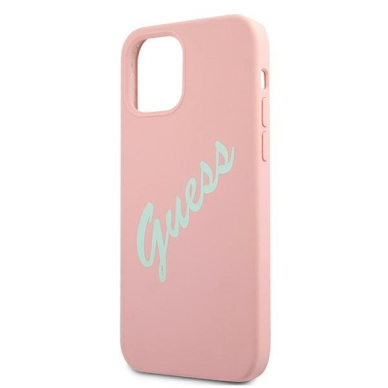 Dėklas Guess GUHCP12SLSVSPG Silicone Vintage iPhone 12 mini 5,4" žalias-rožinis 5