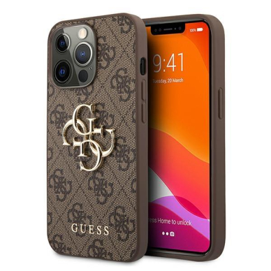 Originalus Guess dėklas GUHCP13L4GMGBR iPhone 13 Pro / 13 6,1" Rudas 4G Big Metal Logo