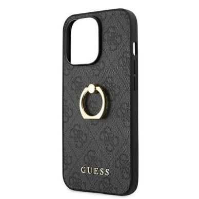 Originalus Guess dėklas GUHCP13L4GMRGR iPhone 13 Pro / 13 6,1" Pilkas 4G su žiedu/laikikliu 5