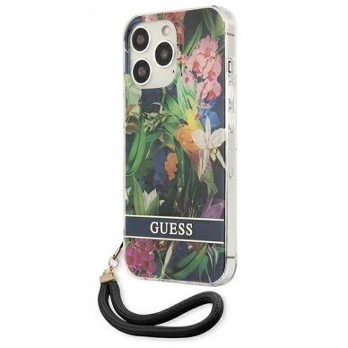 Dėklas Guess Flower Strap GUHCP13LHFLSB iPhone 13 Pro 1