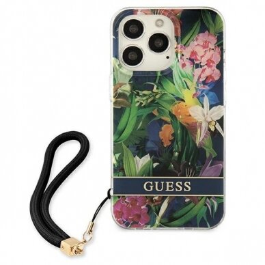 Dėklas Guess Flower Strap GUHCP13LHFLSB iPhone 13 Pro 2