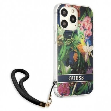 Dėklas Guess Flower Strap GUHCP13LHFLSB iPhone 13 Pro 3