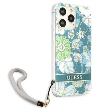 Dėklas Guess GUHCP13LHFLSN iPhone 13 Pro Flower Strap Žalias 3