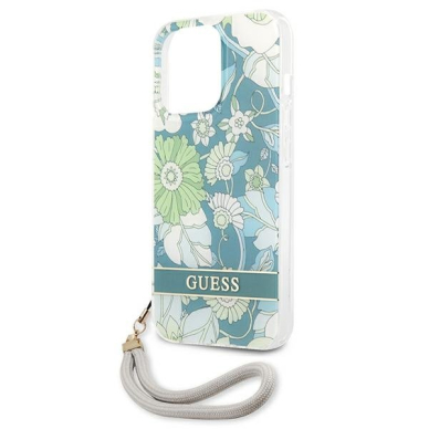 Dėklas Guess GUHCP13LHFLSN iPhone 13 Pro Flower Strap Žalias 5