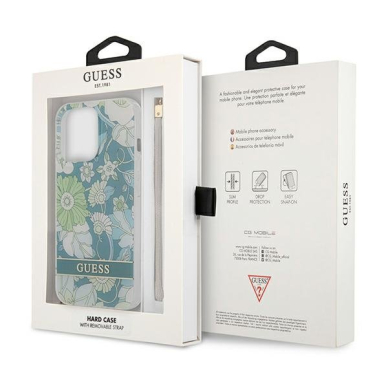 Dėklas Guess GUHCP13LHFLSN iPhone 13 Pro Flower Strap Žalias 7