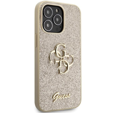 Originalus dėklas Guess GUHCP13LHG4SGD case skirta iPhone 13 Pro / 13 - gold Glitter Script Big 4G 3