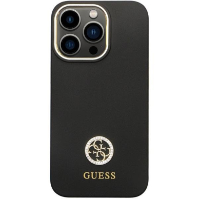 Originalus dėklas Guess GUHCP13LM4DGPK case skirta iPhone 13 Pro / 13 - Juodas Silicone Logo Strass 4G 2