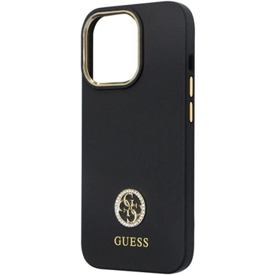 Originalus dėklas Guess GUHCP13LM4DGPK case skirta iPhone 13 Pro / 13 - Juodas Silicone Logo Strass 4G 5