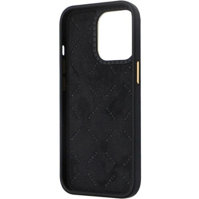 Originalus dėklas Guess GUHCP13LM4DGPK case skirta iPhone 13 Pro / 13 - Juodas Silicone Logo Strass 4G 6