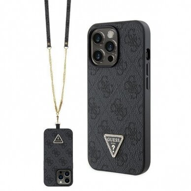 Originalus dėklas Guess GUHCP13LP4TDSCPK Case skirta iPhone 13 Pro / 13 - Juodas Crossbody 4G Metal Logo