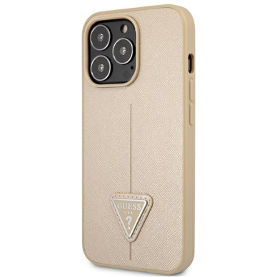 Dėklas Guess SaffianoTriangle Logo GUHCP13LPSATLE iPhone 13 Pro Smėlinis 1