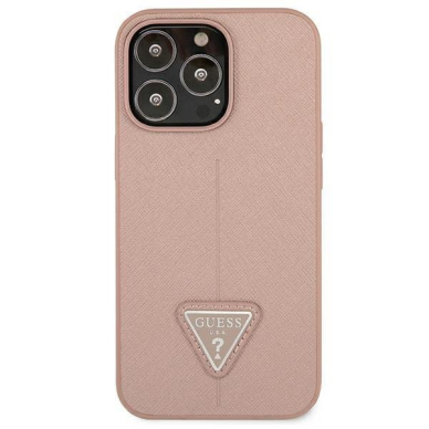 Dėklas Guess SaffianoTriangle Logo GUHCP13LPSATLP iPhone 13 Pro Rožinis 2