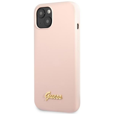 Dėklas Guess Silicone Script Gold Logo GUHCP13MLSLMGLP iPhone 13 Rožinis 1