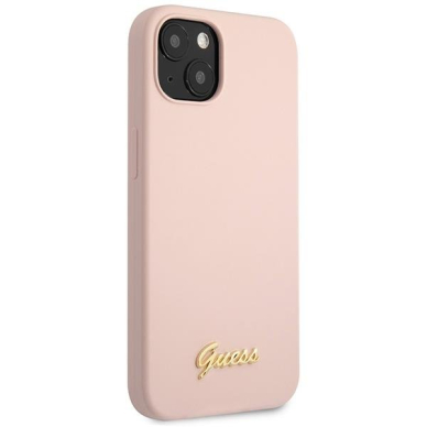 Dėklas Guess Silicone Script Gold Logo GUHCP13MLSLMGLP iPhone 13 Rožinis 3