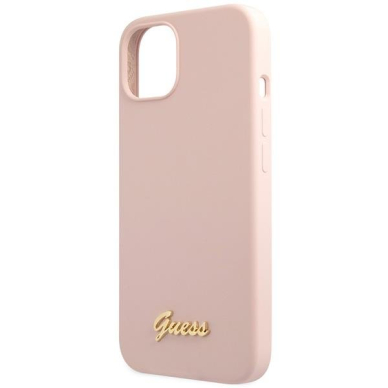 Dėklas Guess Silicone Script Gold Logo GUHCP13MLSLMGLP iPhone 13 Rožinis 5