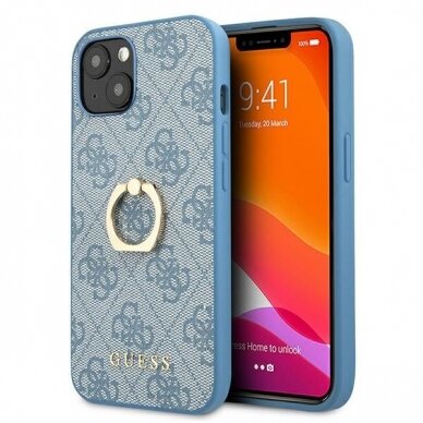 Originalus Guess dėklas GUHCP13S4GMRBL iPhone 13 mini 5,4" Mėlynas 4G su žiedu/laikikliu