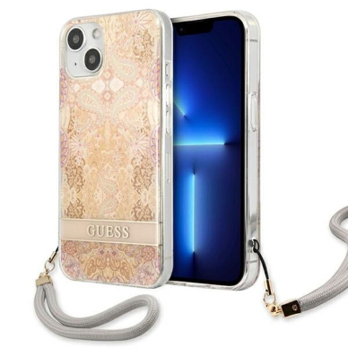 Dėklas Guess GUHCP13SHFLSD iPhone 13 mini Flower Strap Auksinis 2