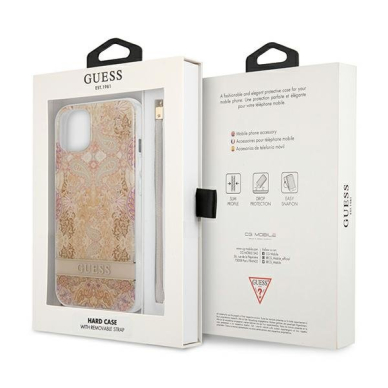 Dėklas Guess GUHCP13SHFLSD iPhone 13 mini Flower Strap Auksinis 9