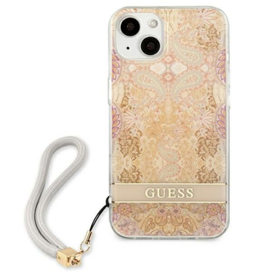 Dėklas Guess GUHCP13SHFLSD iPhone 13 mini Flower Strap Auksinis 5