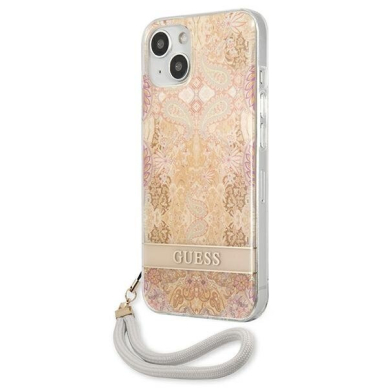 Dėklas Guess GUHCP13SHFLSD iPhone 13 mini Flower Strap Auksinis 4