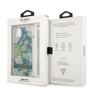 Dėklas Guess Flower Strap GUHCP13SHFLSN iPhone 13 mini Žalias 7