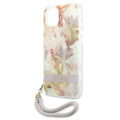 Dėklas Guess Flower Strap GUHCP13SHFLSU iPhone 13 mini Purpurinis 5