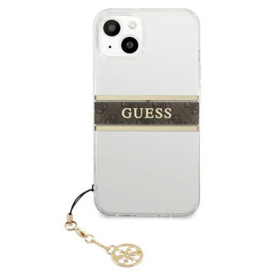 Originalus Guess dėklas GUHCP13SKB4GBR iPhone 13 mini 5,4" Permatomas 4G Brown Strap Charm 2