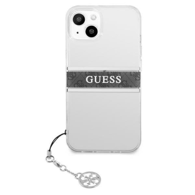 Originalus Guess dėklas GUHCP13SKB4GGR iPhone 13 mini 5,4" Permatomas 4G Grey Strap Charm 2