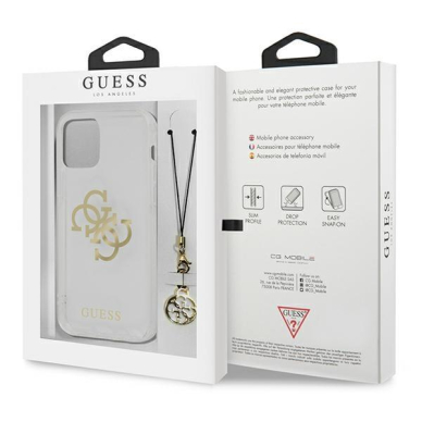 Akcija! Dėklas Guess 4G Gold Charms Collection iPhone 13 mini permatomas  7