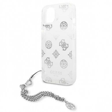 Originalus Guess dėklas GUHCP13SKSPESI iPhone 13 mini 5,4 Sidabrinis Peony Chain Collection 5