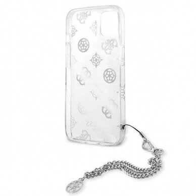 Originalus Guess dėklas GUHCP13SKSPESI iPhone 13 mini 5,4 Sidabrinis Peony Chain Collection 6