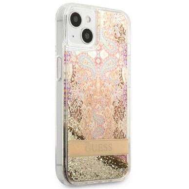 Dėklas Guess Paisley Liquid Glitter GUHCP13SLFLSD iPhone 13 mini Auksinis 7