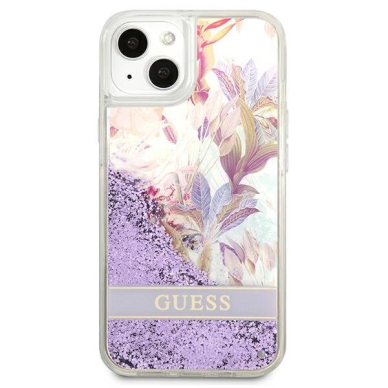 Dėklas Guess Flower Liquid Glitter GUHCP13SLFLSU iPhone 13 mini Violetinis 2