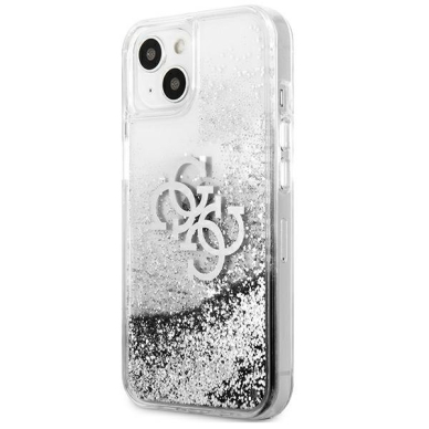 Originalus Guess dėklas GUHCP13SLG4GSI iPhone 13 mini 5,4 Sidabrinis 4G Big Liquid Glitter 1