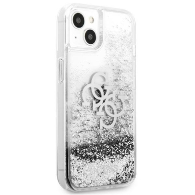 Originalus Guess dėklas GUHCP13SLG4GSI iPhone 13 mini 5,4 Sidabrinis 4G Big Liquid Glitter 3