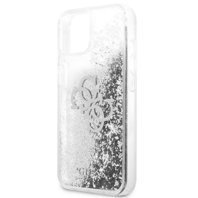 Originalus Guess dėklas GUHCP13SLG4GSI iPhone 13 mini 5,4 Sidabrinis 4G Big Liquid Glitter 5