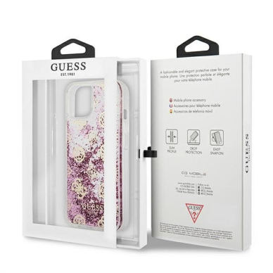 Originalus Guess dėklas GUHCP13SLGPEPI iPhone 13 mini 5,4" Rožinis Peony Liquid Glitter 7