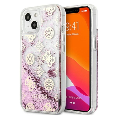 Originalus Guess dėklas GUHCP13SLGPEPI iPhone 13 mini 5,4" Rožinis Peony Liquid Glitter