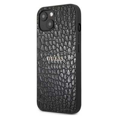 Akcija! Originalus Guess dėklas GUHCP13SPCRBBK iPhone 13 mini 5,4" Juodas Croco Strap Collection  1