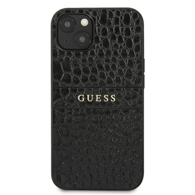 Akcija! Originalus Guess dėklas GUHCP13SPCRBBK iPhone 13 mini 5,4" Juodas Croco Strap Collection  2