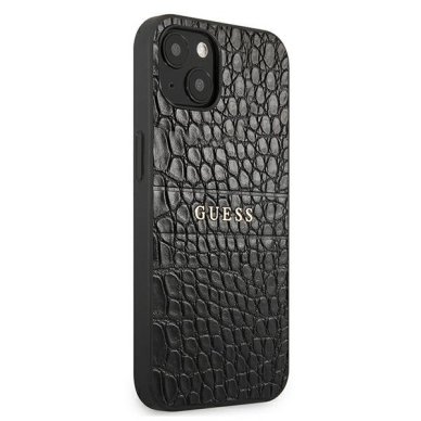 Akcija! Originalus Guess dėklas GUHCP13SPCRBBK iPhone 13 mini 5,4" Juodas Croco Strap Collection  3