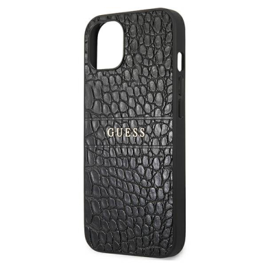 Akcija! Originalus Guess dėklas GUHCP13SPCRBBK iPhone 13 mini 5,4" Juodas Croco Strap Collection  5