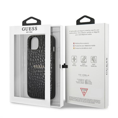 Akcija! Originalus Guess dėklas GUHCP13SPCRBBK iPhone 13 mini 5,4" Juodas Croco Strap Collection  7