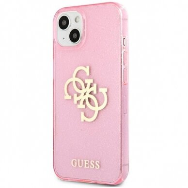 Originalus Guess dėklas GUHCP13SPCUGL4GPI iPhone 13 mini 5,4 Rožinis Glitter 4G Big Logo 1