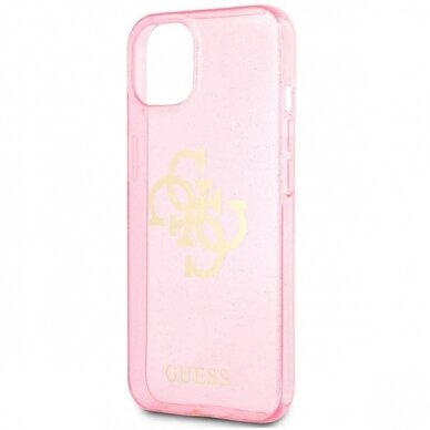 Originalus Guess dėklas GUHCP13SPCUGL4GPI iPhone 13 mini 5,4 Rožinis Glitter 4G Big Logo 5