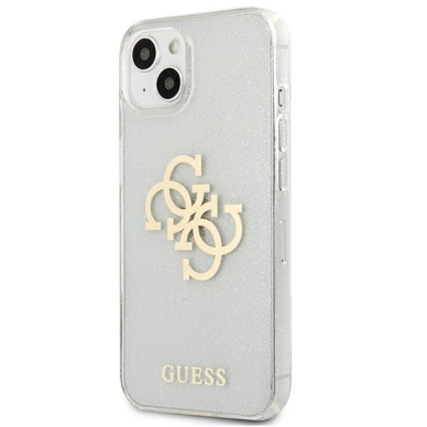 Originalus Guess dėklas GUHCP13SPCUGL4GTR iPhone 13 mini 5,4 Permatomas Glitter 4G Big Logo 1