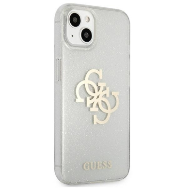 Originalus Guess dėklas GUHCP13SPCUGL4GTR iPhone 13 mini 5,4 Permatomas Glitter 4G Big Logo 3