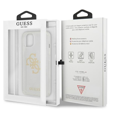 Originalus Guess dėklas GUHCP13SPCUGL4GTR iPhone 13 mini 5,4 Permatomas Glitter 4G Big Logo 7