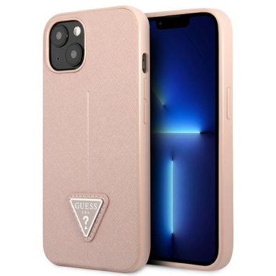 Dėklas Guess SaffianoTriangle Logo GUHCP13SPSATLP iPhone 13 mini Rožinis